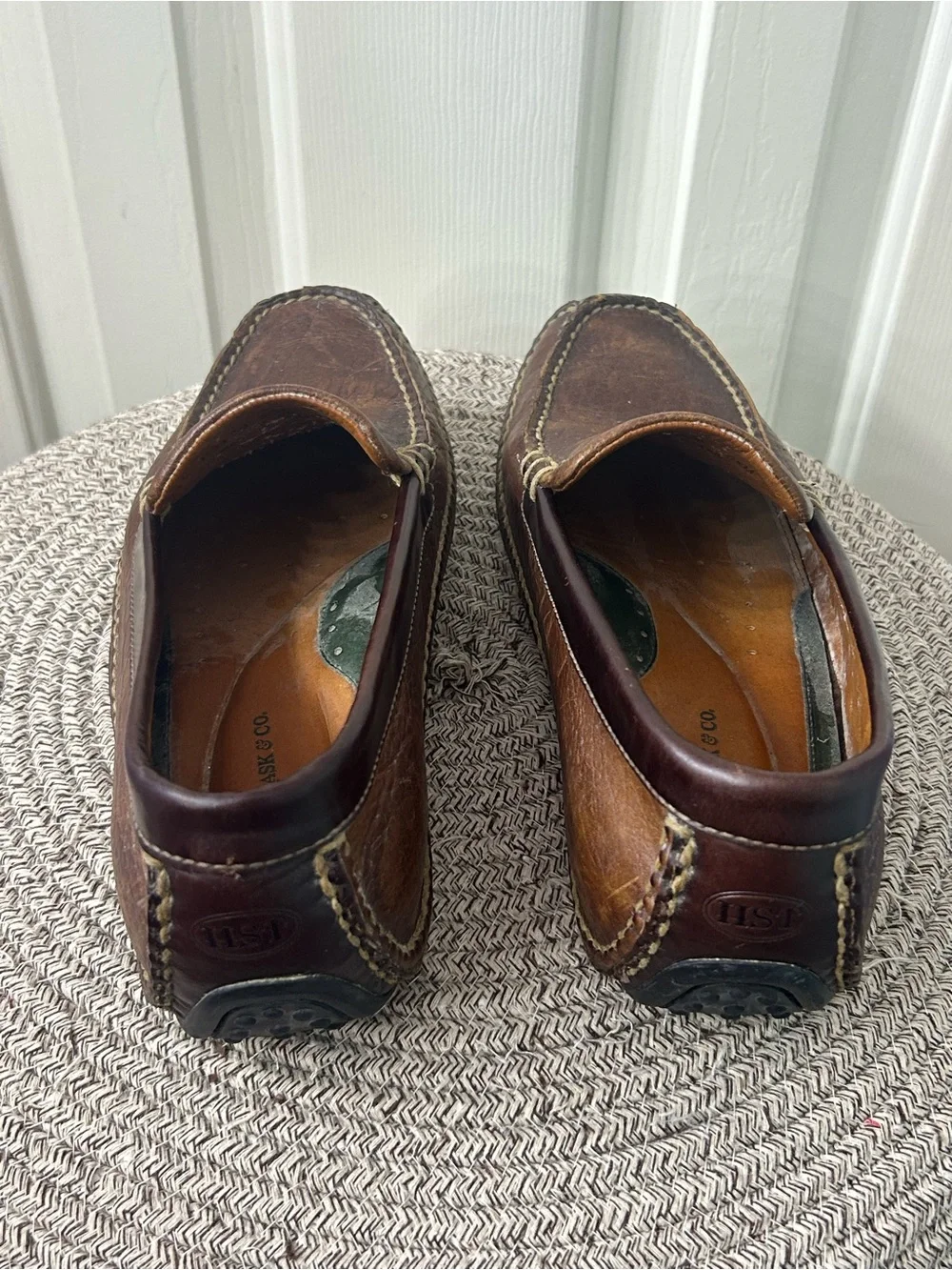 HS Trask Driving Moccasin Loafer Mens 9.5 Brown Leather Casual Preppy Slip On
